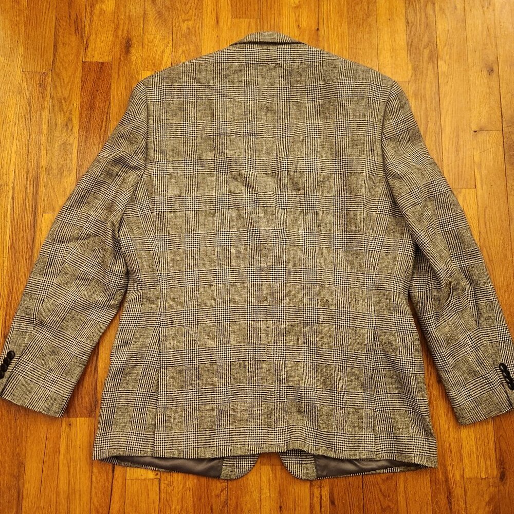 Michael Kors Black Herringbone Plaid Sport Coat Blazer Cotton & Linen Men's 42R - Picture 14 of 16